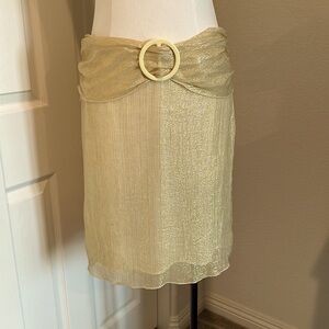 Vanessa Bruno gold shimmer silk skirt.